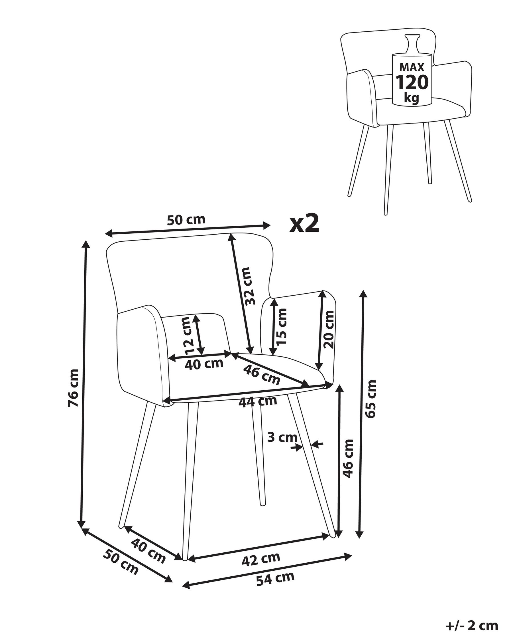 Set med 2 matstolar SANILAC Bouclé Vit_877444