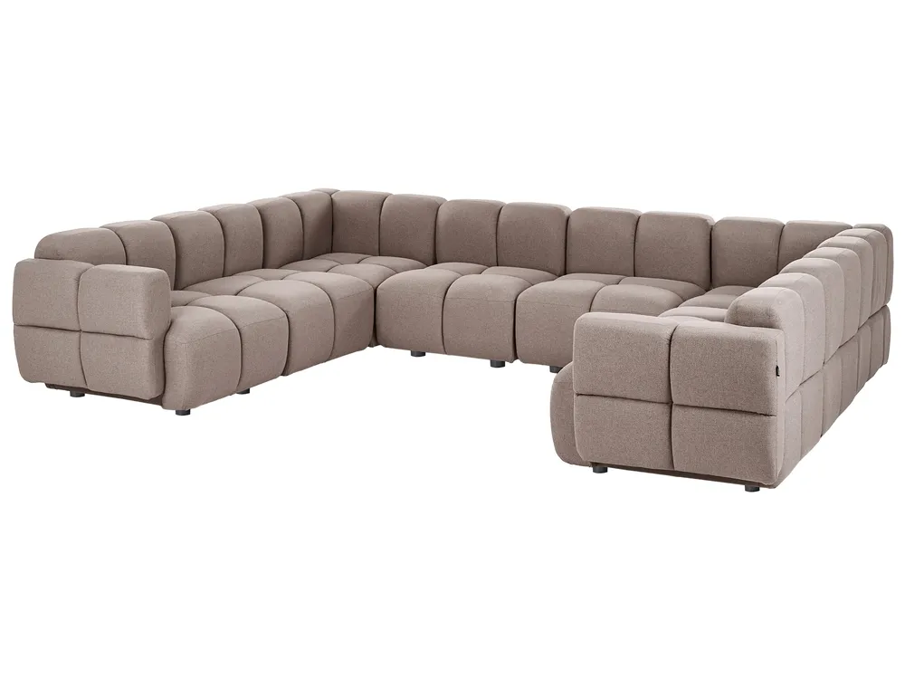 Modular U-Shape Sofa 8 Seater MAKSABERG Fabric Taupe_1136426