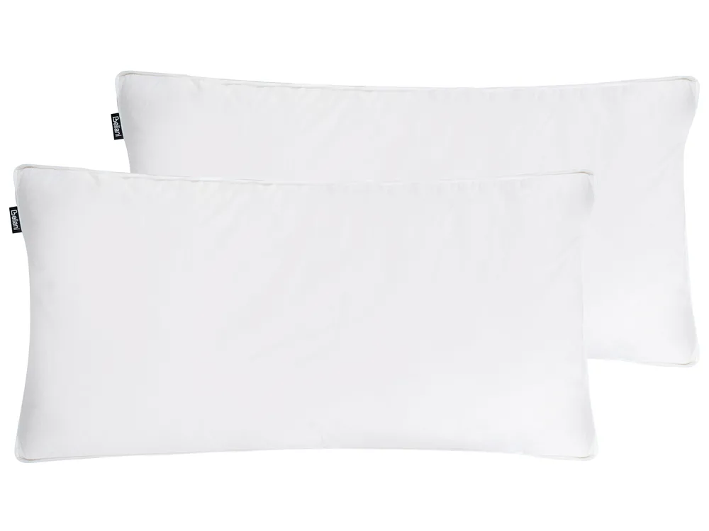 Set of 2 Bed Pillows VIHREN Low 40 x 80 cm Duck Feathers and Down White