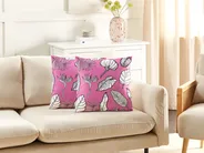 Set med 2 prydnadskuddar MALVA 45 x 45 cm Sammet Rosa Blommigt tryck_1079853