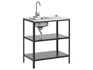 Outdoor Kitchen Island with Sink VILAMA Black Metal_872425