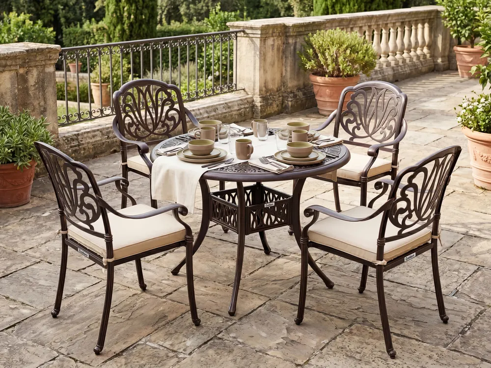 Outdoor Dining Table for 4 ANCONA 90 cm 90 cm Metal Dark Brown