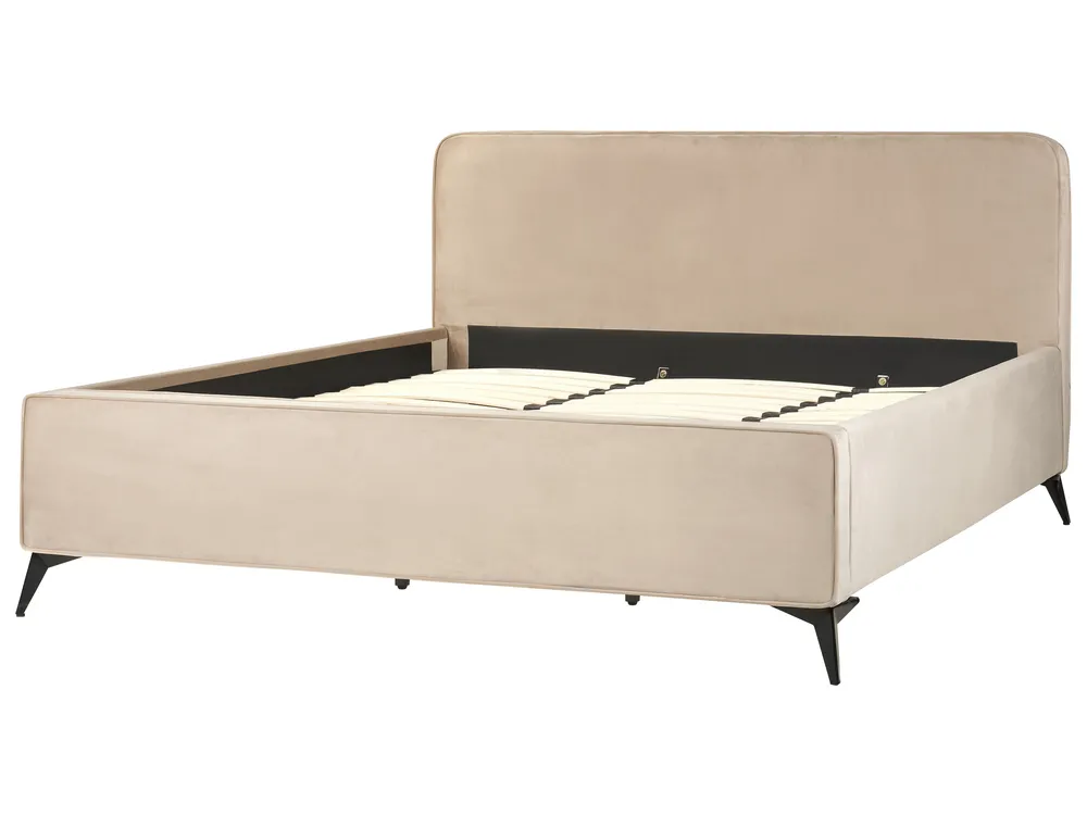 Säng med lamellram Sammet VALOGNES 180 x 200 cm Taupe_876746