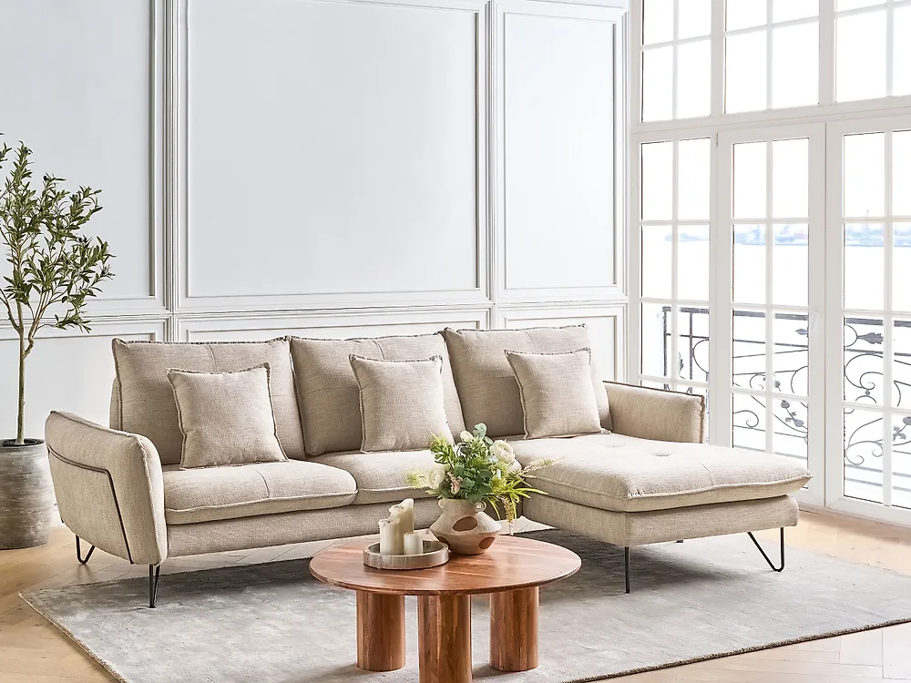 Corner Sofa SERSAN Chenille White Left Hand_1183319