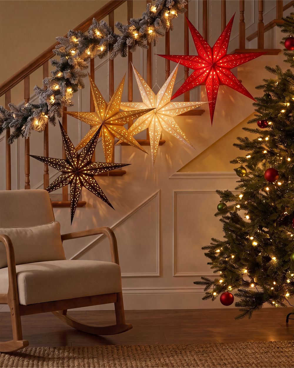 Seinäkoristesetti 4 kpl LED-valo KAMET 60 cm Tähti Monivärinen