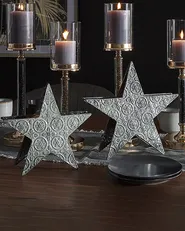 Set of 2 Candle Holders TORNIO 30/26 cm Metal Silver_796670