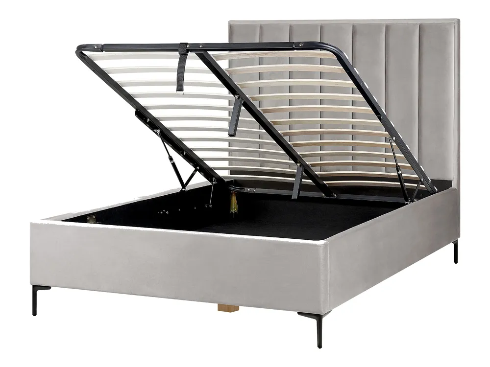 Ottoman Bed SEZANNE Velvet Light Grey 140 x 200 cm (EU Double)