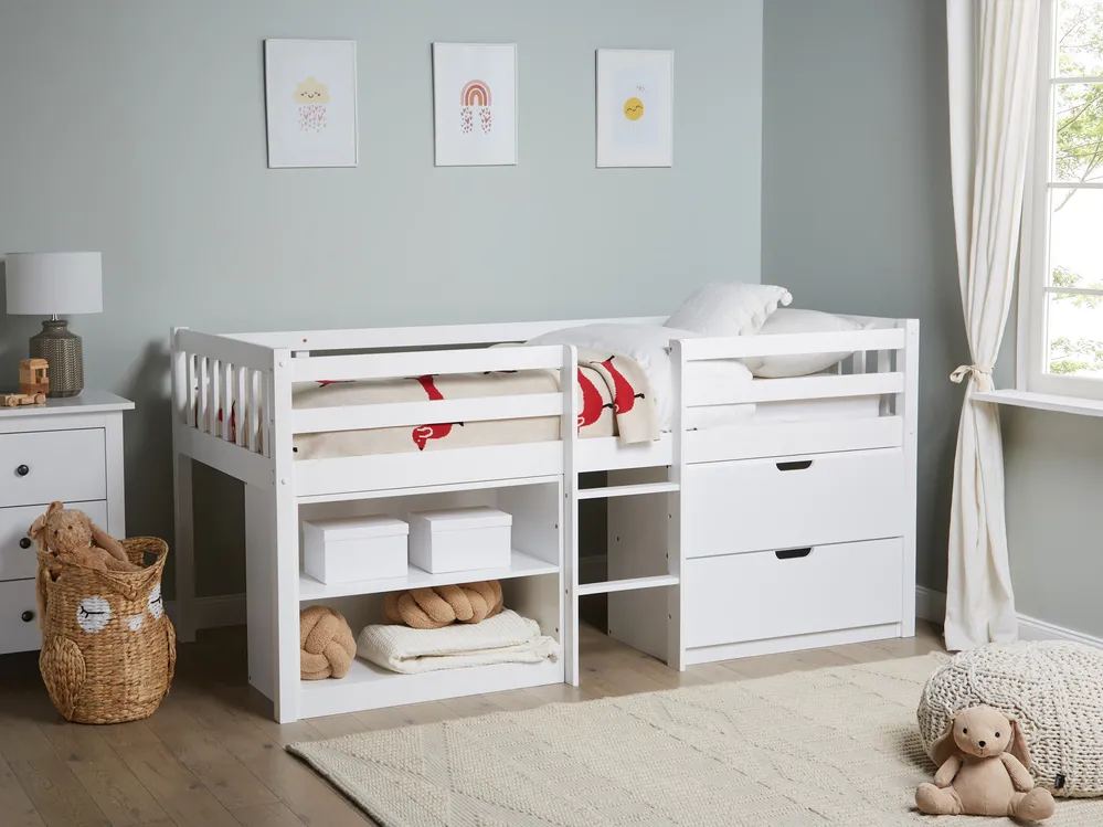 Mid Sleeper Bed Wood SUSVILLE 90 x 200 cm (EU Single) White_935448