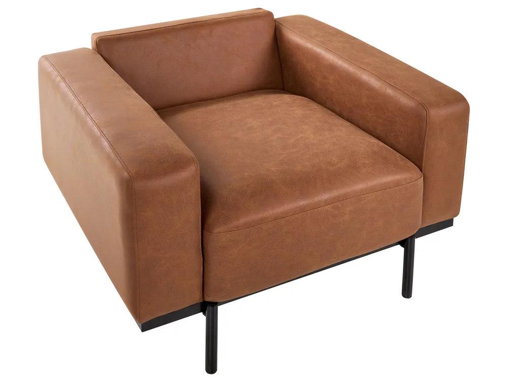 Living Room Set 6 Seater SOVIK Faux Leather Brown_1041229