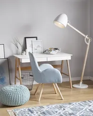Floor Lamp HETTON Adjustable Oak Wood White_700148