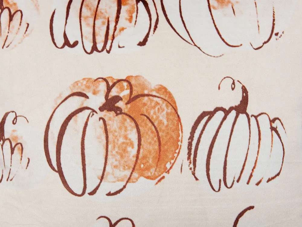 Set med 2 prydnadskuddar CUCURBITA 45 x 45 cm Sammet Beige Växtmotiv_830073