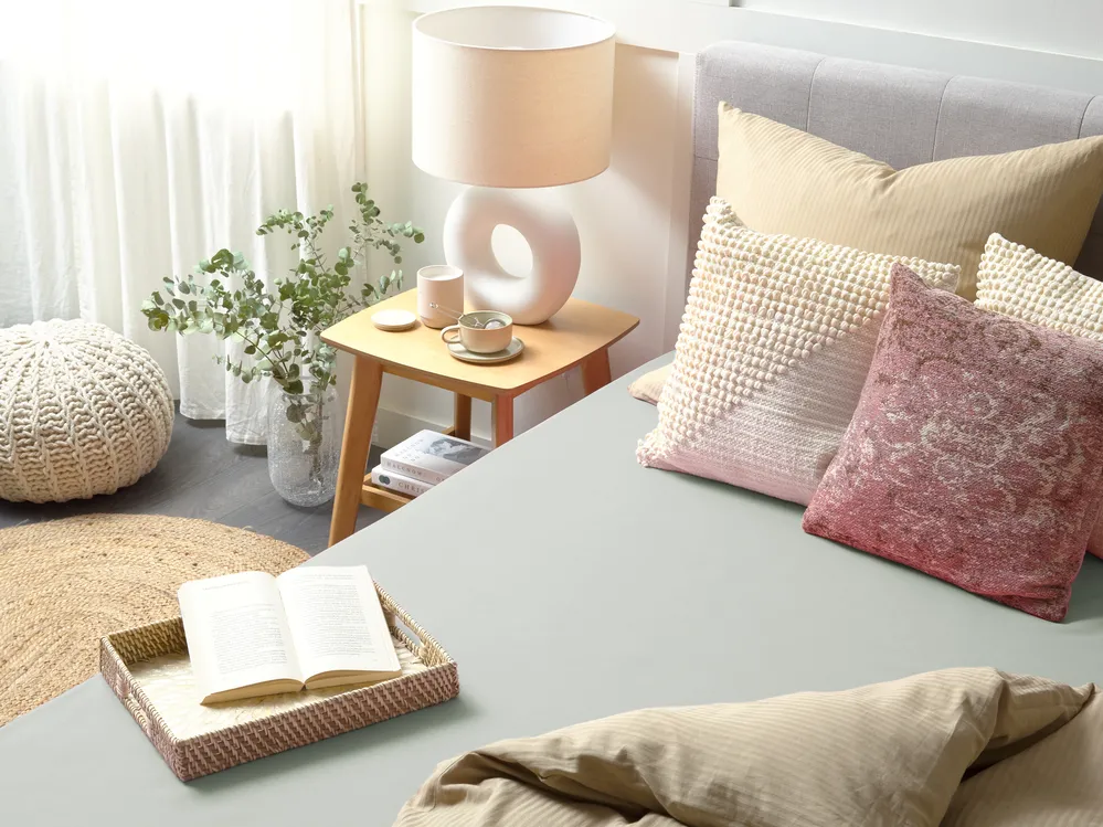 Fitted Sheet JANBU 200 x 200 cm Cotton Light Green