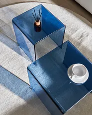 Set of 2 Side Tables KENDALL Tempered Glass Blue_1018648