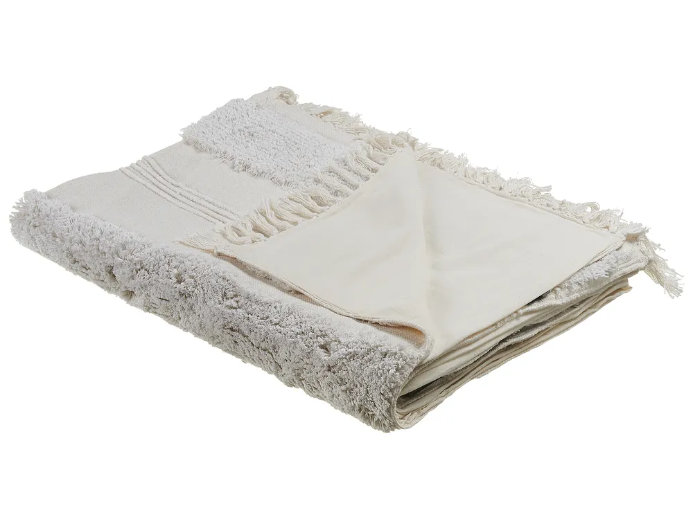 Blanket RAEBARELI Cotton 130 x 180 cm Light Beige