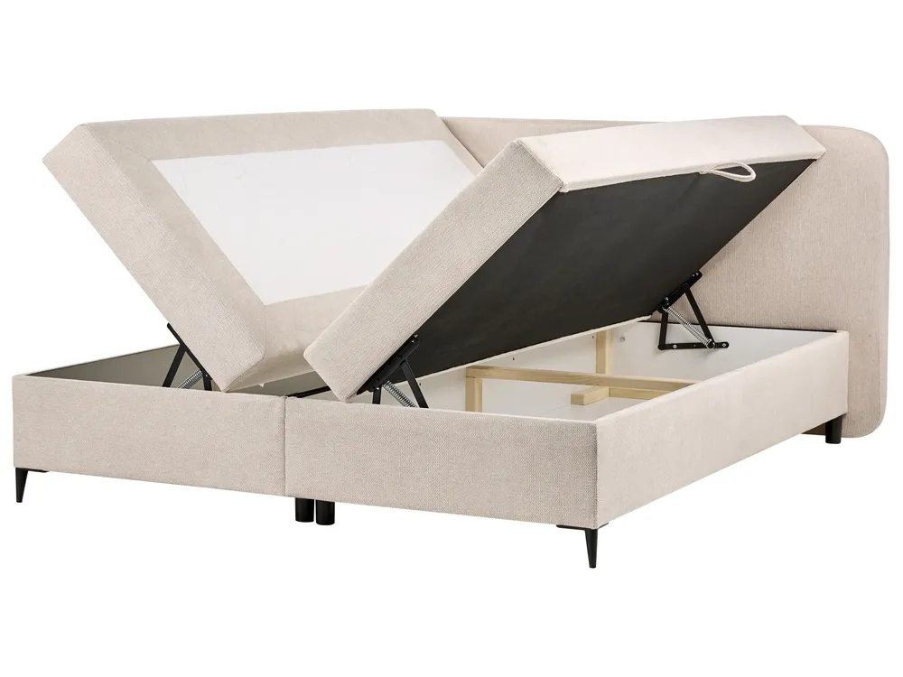 Divan Bed with Storage REGENT Fabric Light Beige 180 x 200 cm (EU Super King)_1065415