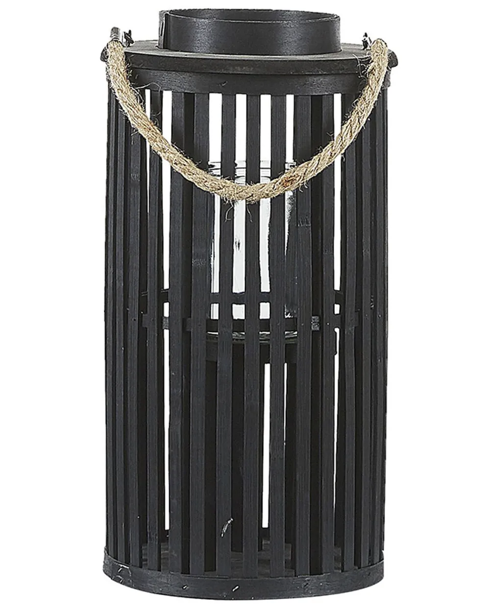 Lantern LUZON 40 cm Willow Wood Black