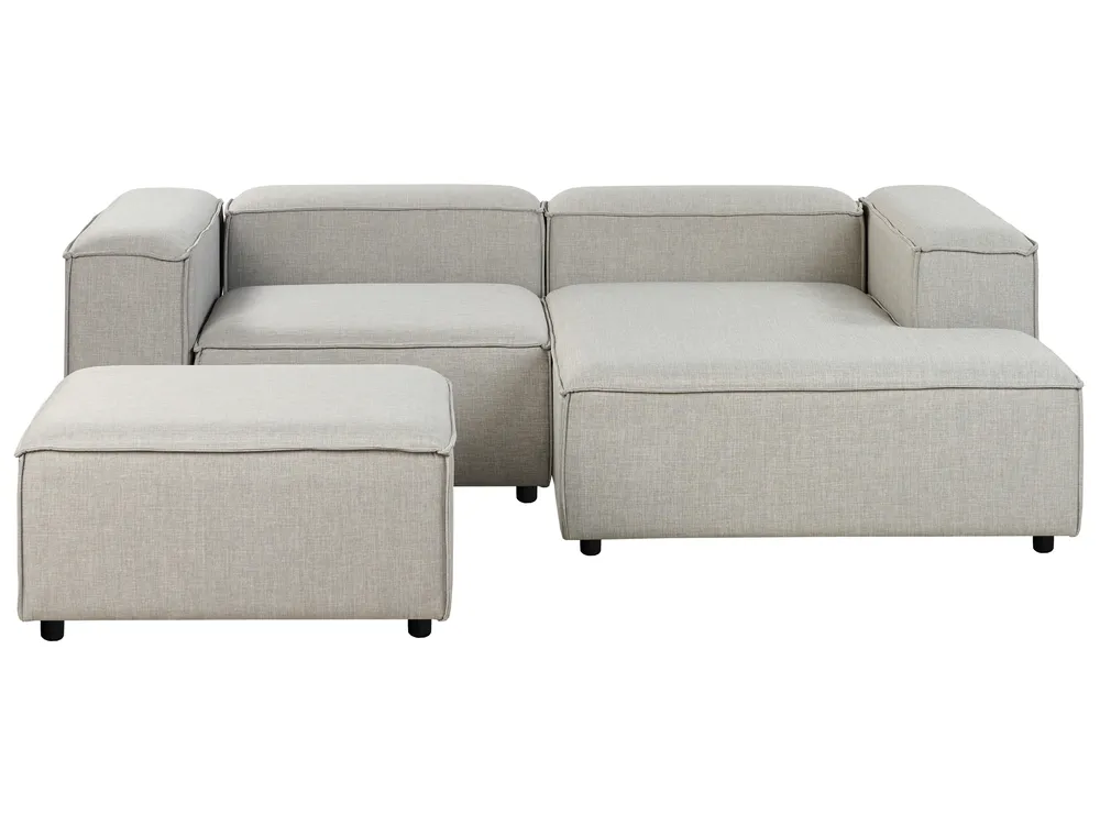 Modular Corner Sofa 2 Seater ARDAL with Ottoman Fabric Light Grey Left Hand