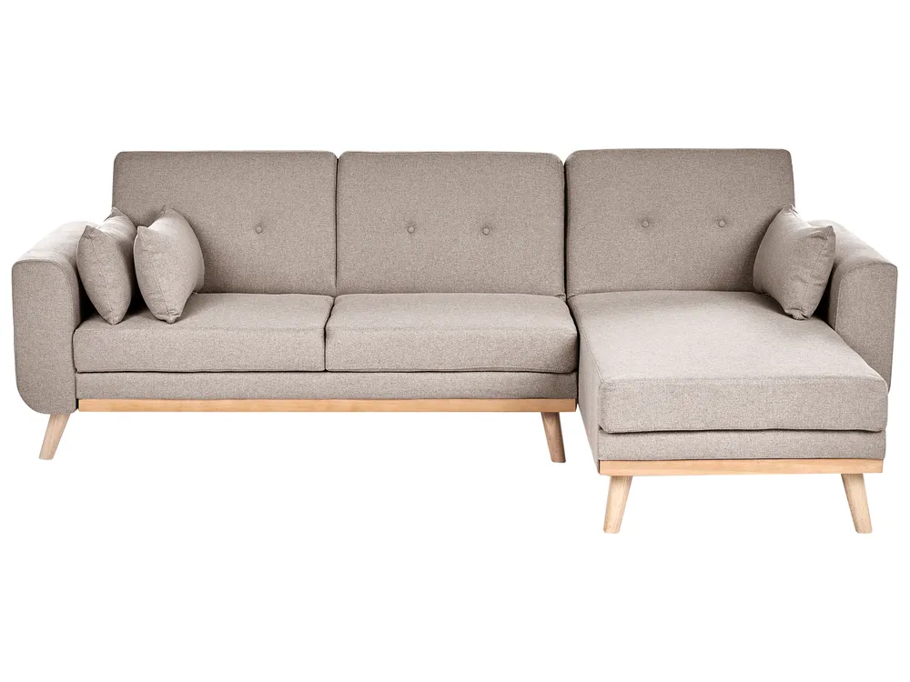 Corner Sofa Bed 3 Seater KAARINA Fabric Beige Left Hand