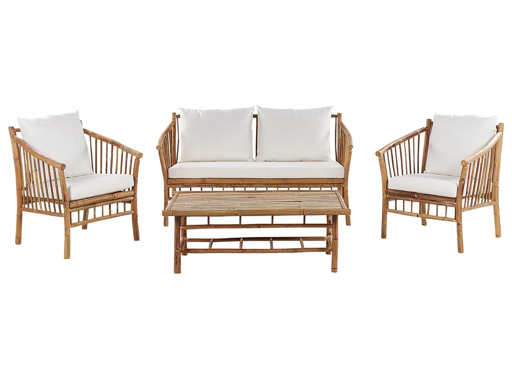 Garden Lounge Set with Table 4 Seater MAGGIORE Bamboo Light Brown