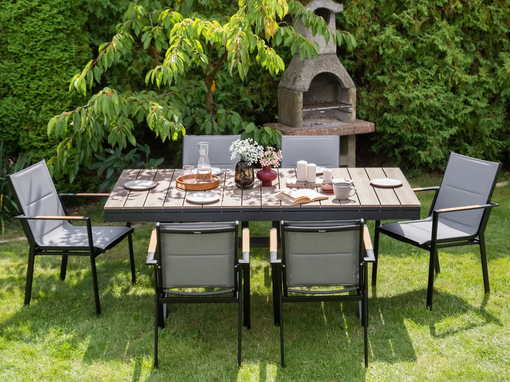 Extending Garden Dining Table FANES 184/242 cm 90 cm Metal Graphite Grey_932348