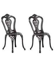 Set of 2 Garden Chairs BOVINO Metal Dark Brown_797586
