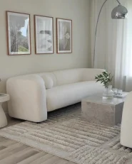 Living Room Set 4 Seater LEIREN Boucle White_998044