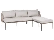 Ulkokulmasohva ja pöytä 3-istuttava LEFFE Metalli Beige Vasen_1045281