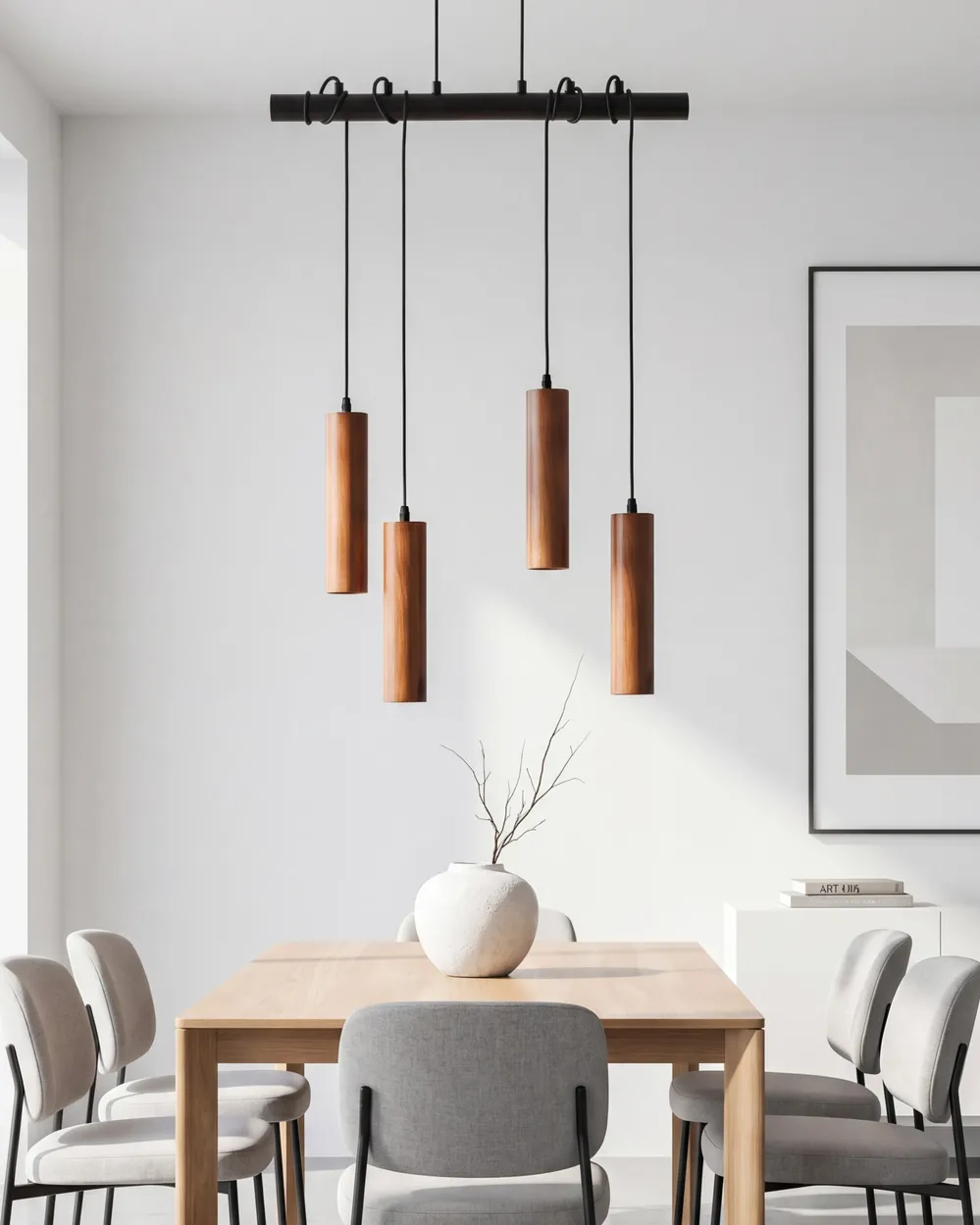 Pendant Lamp TUTAKI Oak Wood Black