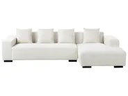 Corner Sofa 4 Seater LUNGO Boucle White Left Hand_962375