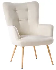 Öronlappsfåtölj VEJLE med fotpall Ljusbeige_1017431