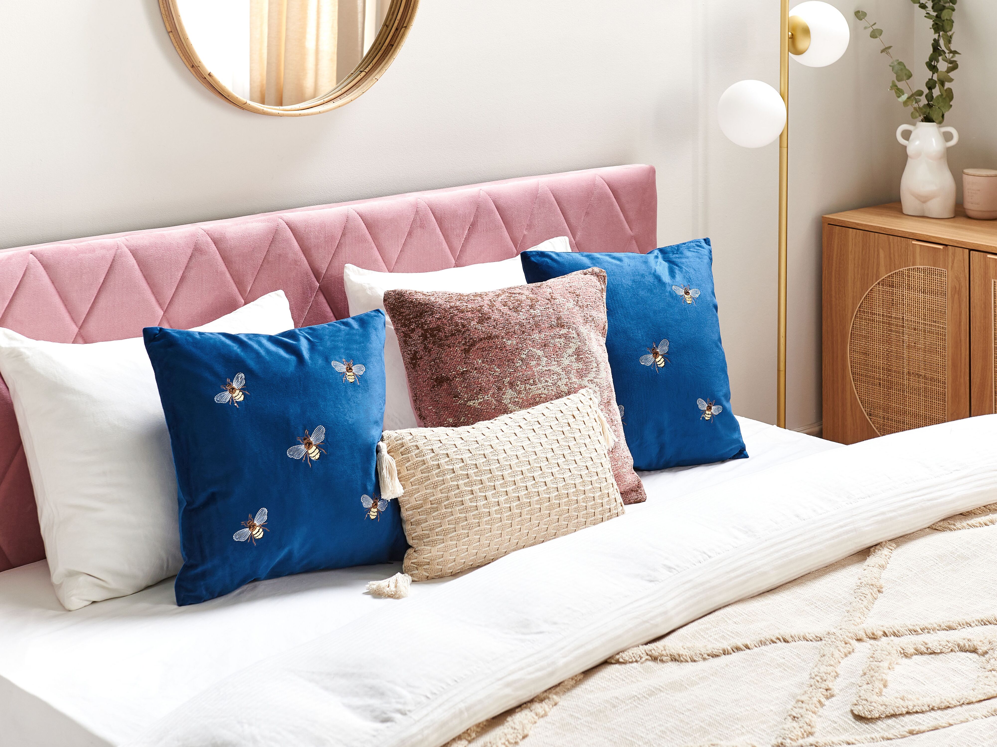 Set of 2 Decorative Cushions TALINUM 45 x 45 cm Velvet Blue Animal Pattern_1180156
