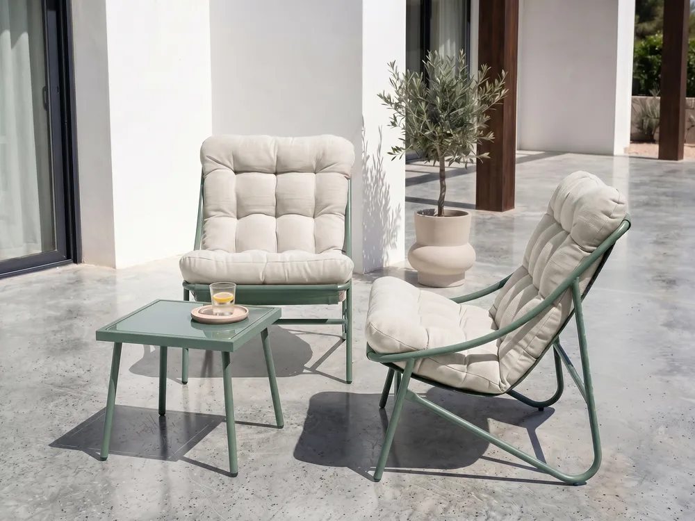 Garden Lounge Set with Table 2 Seater MOLVENO Metal Beige/ Green