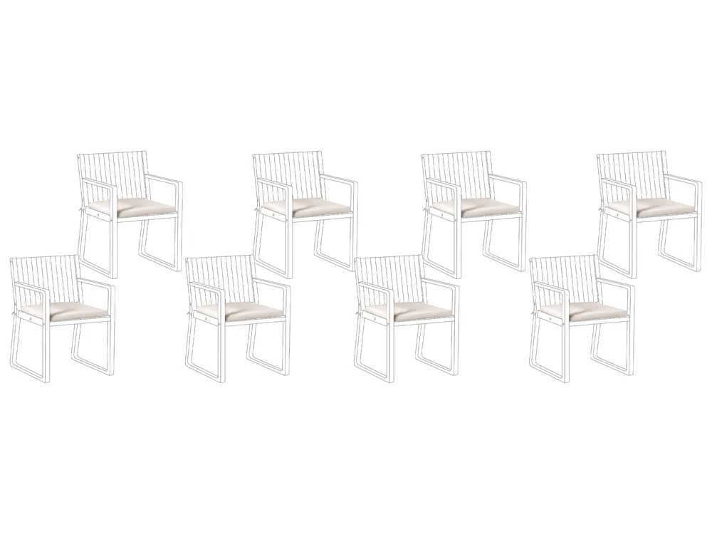 Set of 8 Garden Chair Cushions SASSARI PREMIUM 46 x 46 cm Light Beige_992659