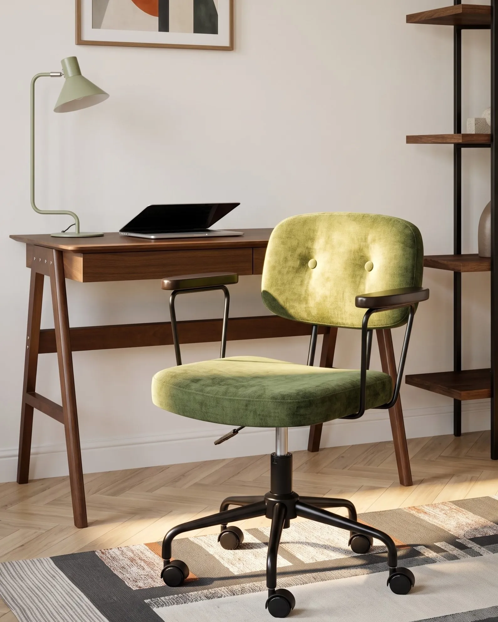 Desk Chair ALGERITA Fabric Green_1083619