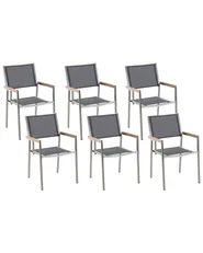 Set med 6 trädgårdsstolar GROSSETO Rostfritt stål Grå_724704