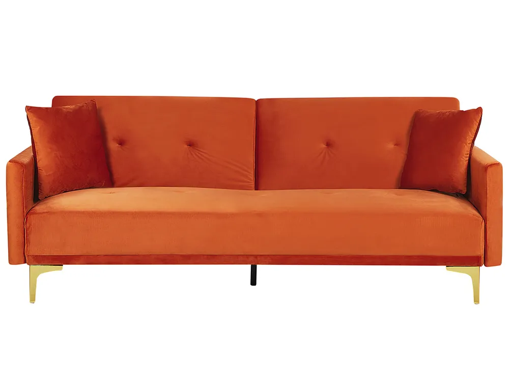 Sofa Bed 3 Seater LUCAN Velvet Orange