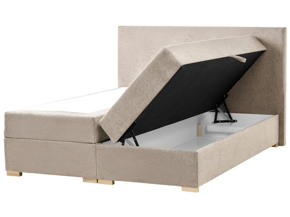 Divan Bed with Storage MAJOR Fabric Taupe 160 x 200 cm (EU King Size)