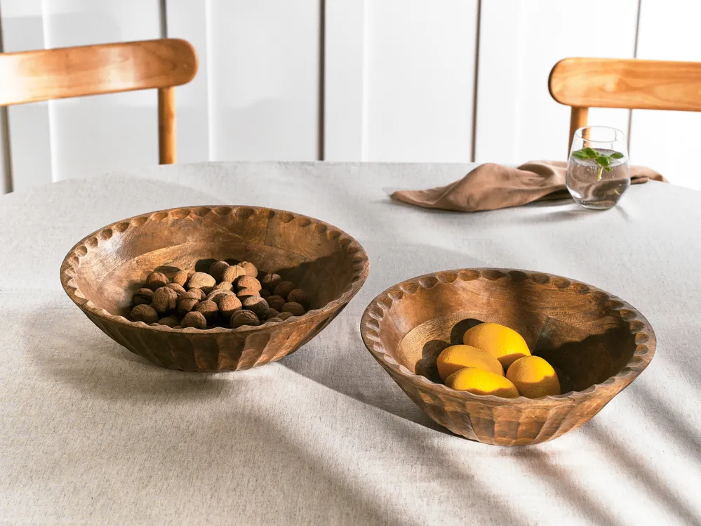 Set of 2 Bowls SOHAG Mango Wood Brown