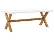 Garden Dining Set with Benches 6 Seater OLBIA Concrete White_829724
