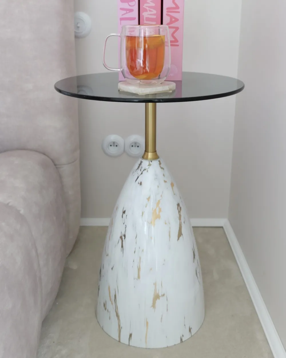 Side Table WABBY Tempered Glass White Marble_1047794