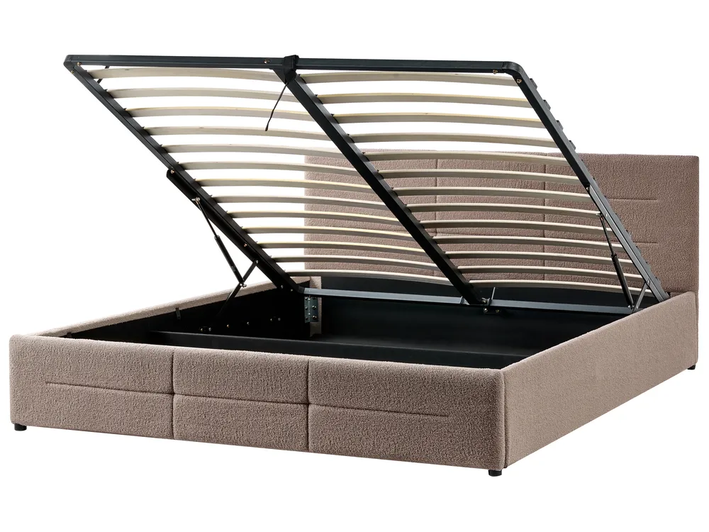 Ottoman Bed MASSOGNES Boucle Taupe 180 x 200 cm_1030480