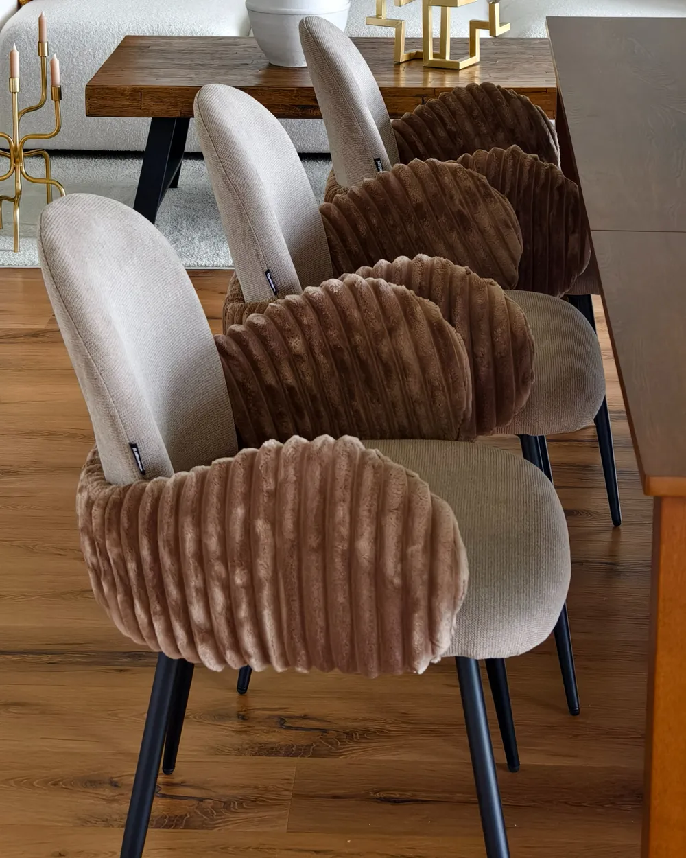 Set of 2 Dining Chairs AMITY Fabric Taupe_989090