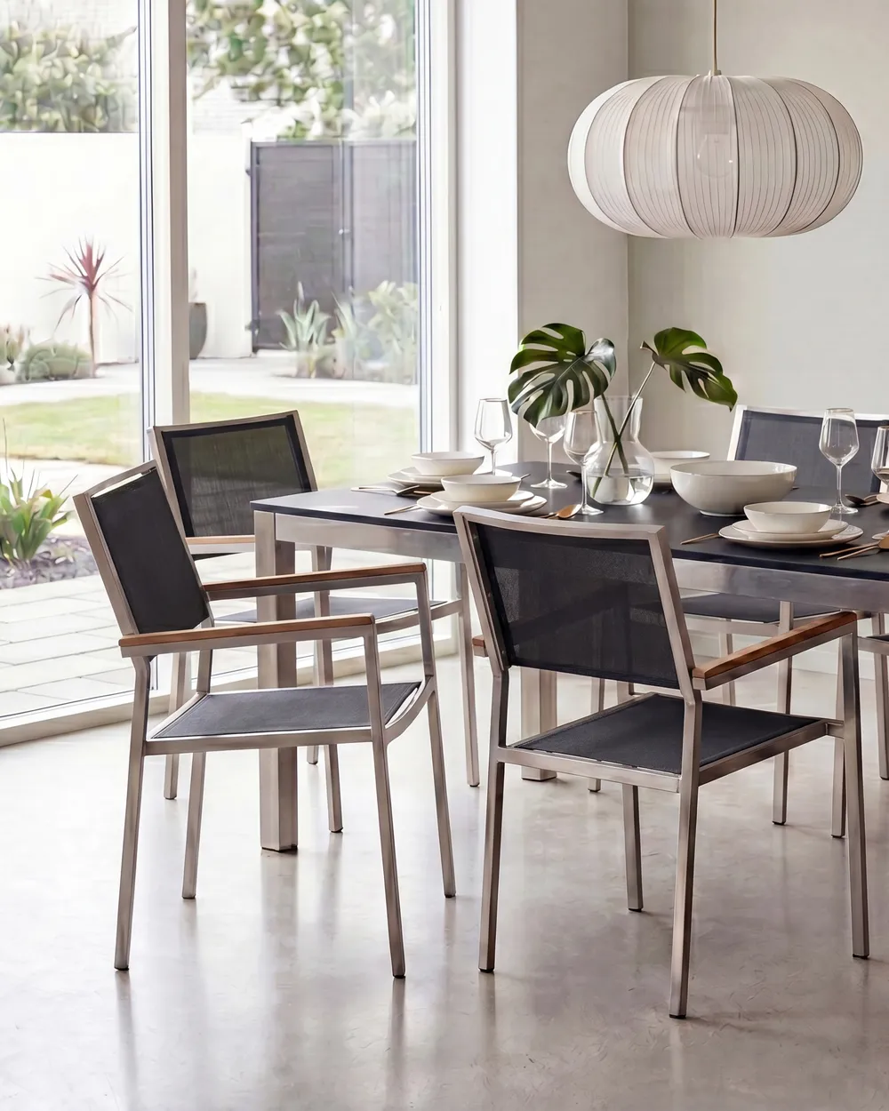 Set of 4 Garden Chairs GROSSETO Stainless Steel Black_1106709