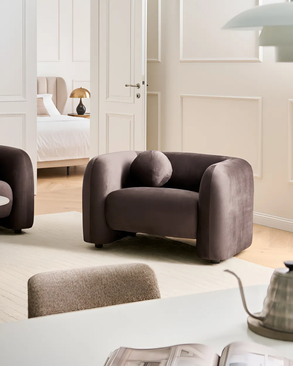 Armchair LEIREN Velvet Dark Brown