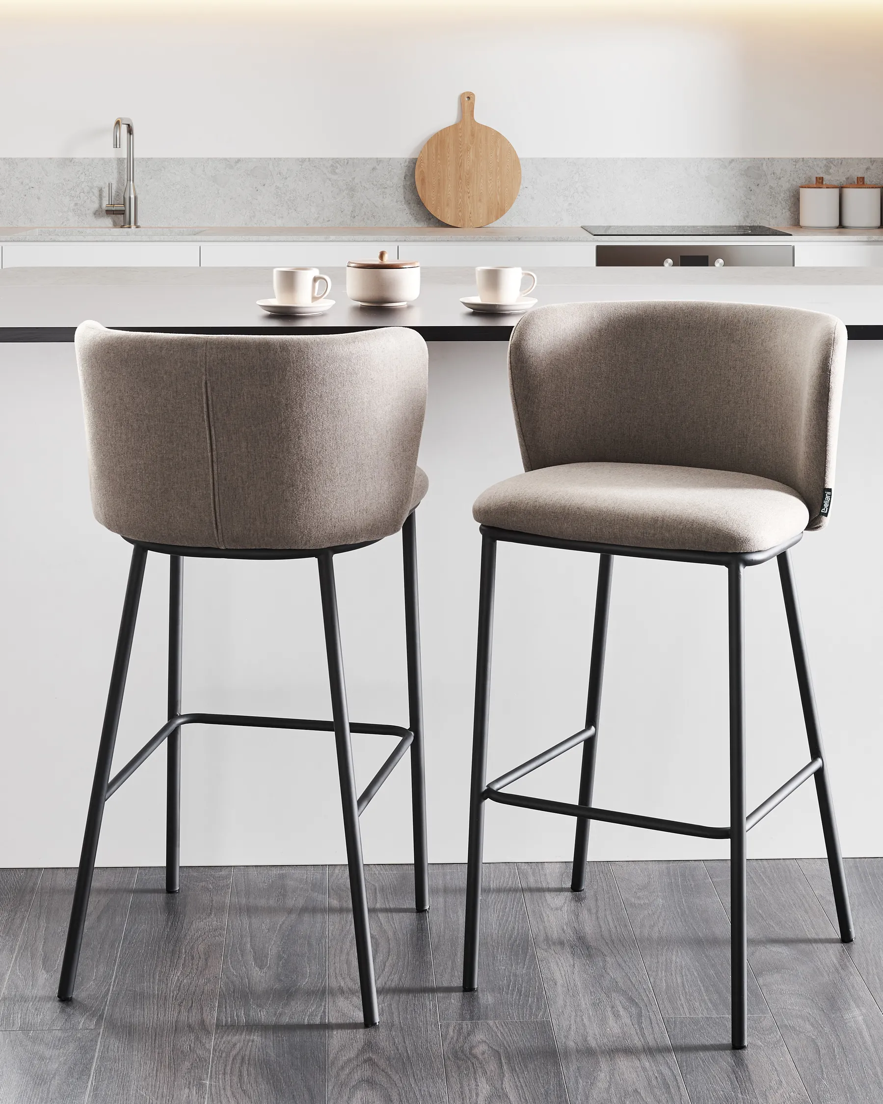 Set of 2 Bar Chairs MINA Taupe_954114