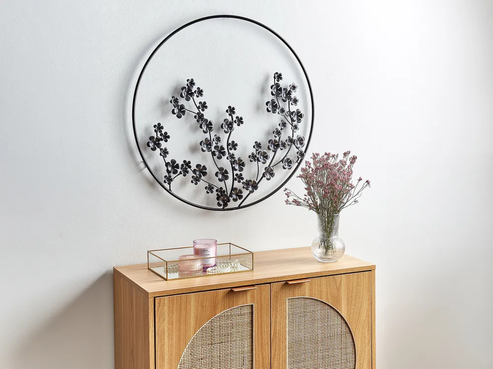 Wall Decor Flower STRONTIUM Metal 70 cm Black