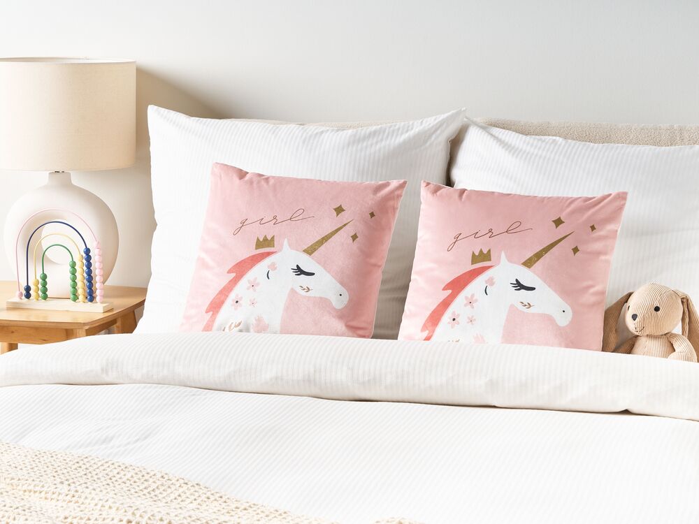 Set med 2 prydnadskuddar UNIOLA Sammet 45 x 45 cm Rosa