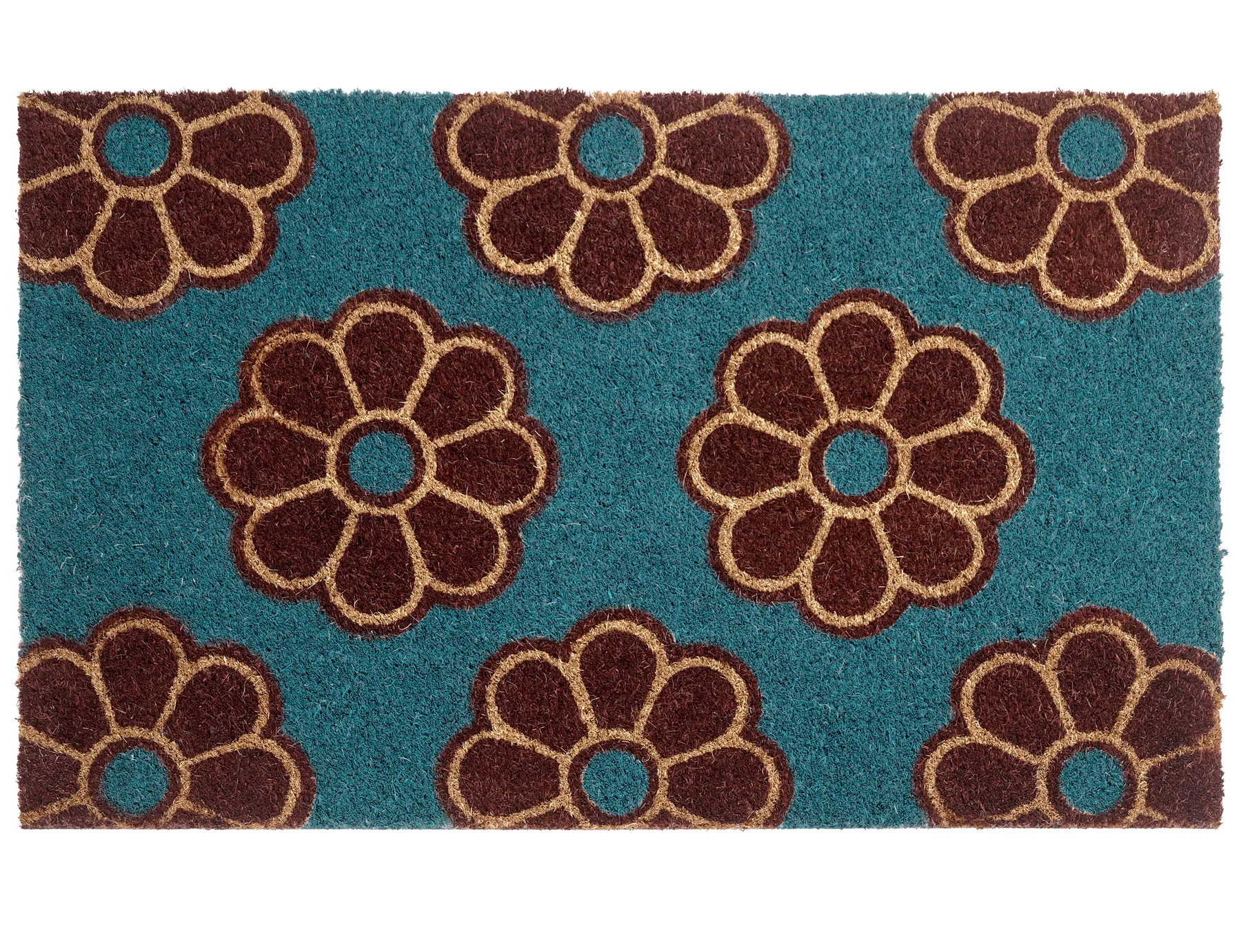 Dørmatte KULIK Blå 45 x 75 cm Blomst Kokosfiber_1049686