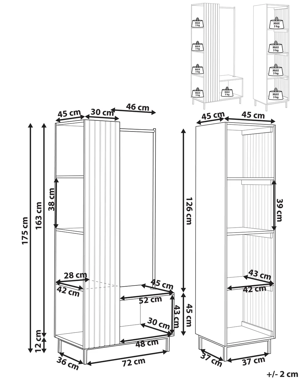 9 Shelf Open Wardrobe LEANDRO Light Brown_1002476
