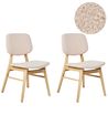 Set of 2 Dining Chairs ELAINE Boucle Light Brown/ Beige
